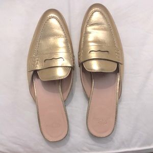 J Crew Gold Mules